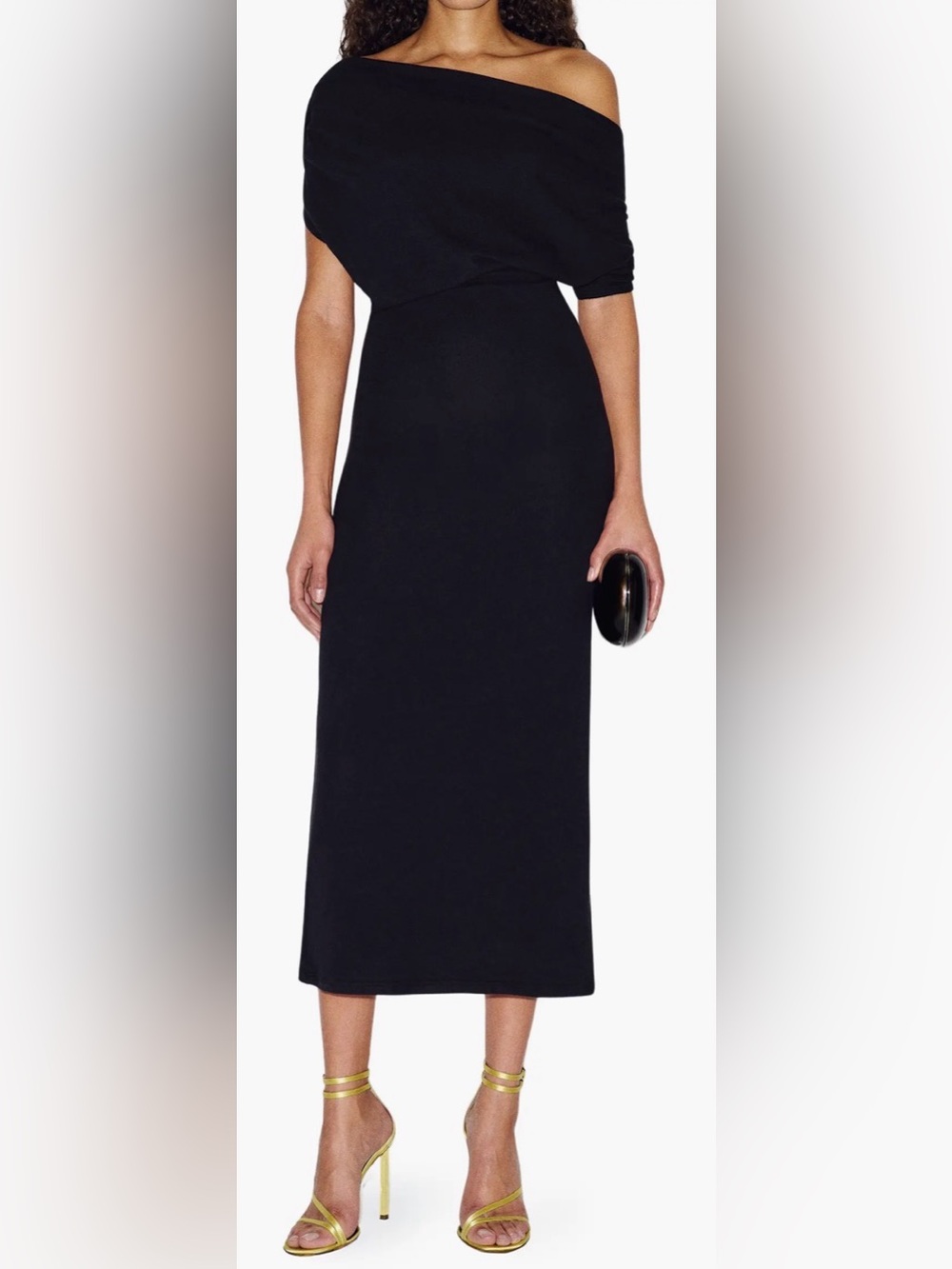 Reformation Black Off-Shoulder Midi Dress